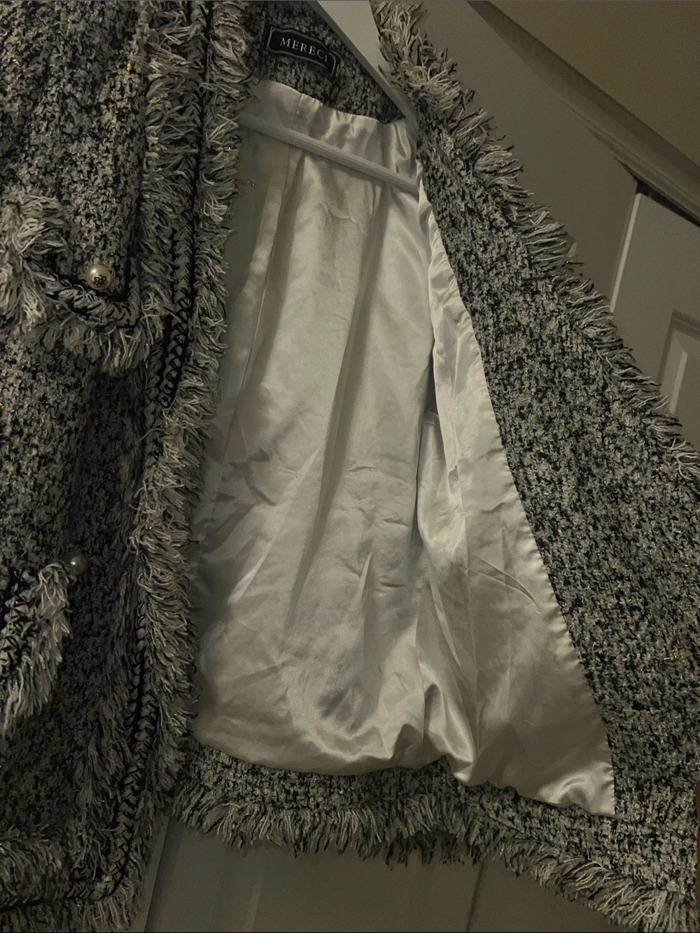 Black & White Bouclé Fringe Tweed Blazer - Picture 9 of 9